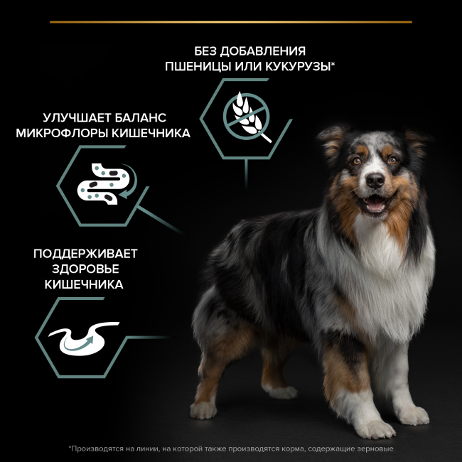 Сухой корм PRO PLAN® для взрослых собак средних и крупных пород с чувствительным пищеварением GRAIN FREE (беззерновой), с высоким содержанием индейки