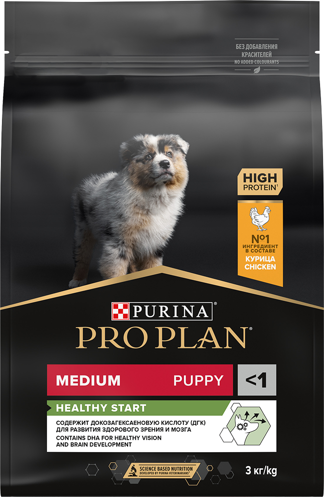 PRO PLAN® HEALTHY START для щенков средних пород, с высоким содержанием курицы
