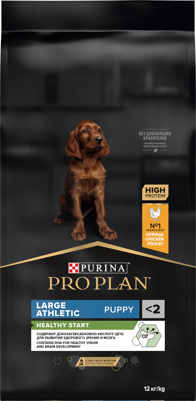 PRO PLAN® HEALTHY START для щенков крупных пород с атлетическим телосложением, с высоким содержанием курицы