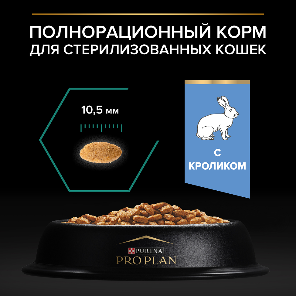 PRO PLAN® Sterilised RENAL PLUS для взрослых стерилизованных кошек для поддержания здоровья почек с кроликом