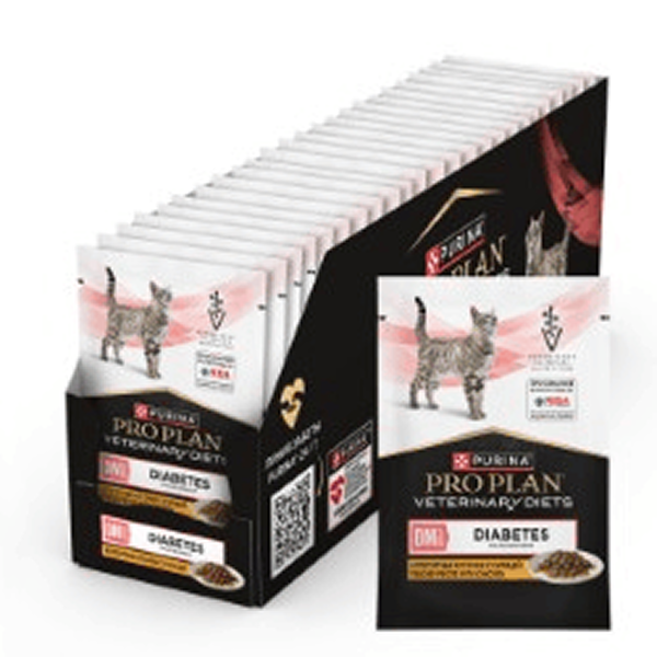 Влажный корм для кошек диетический PURINA® PRO PLAN® VETERINARY DIETS DM St/Ox Diabetes Management при диабете, с курицей