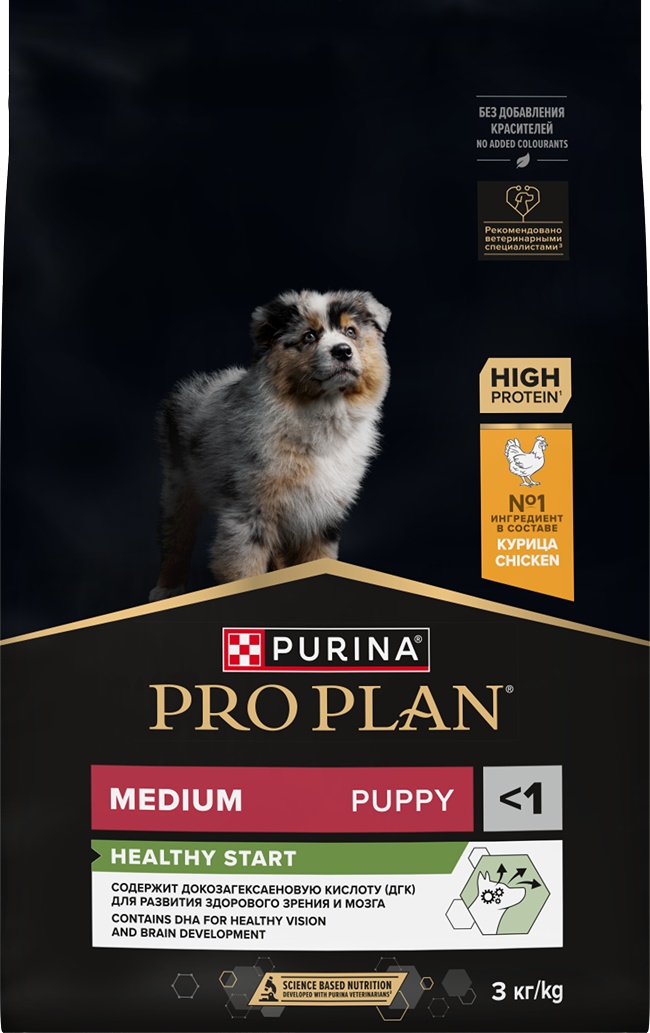 PRO PLAN® HEALTHY START для щенков средних пород, с высоким содержанием курицы