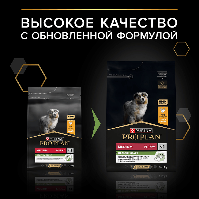PRO PLAN® HEALTHY START для щенков средних пород, с высоким содержанием курицы