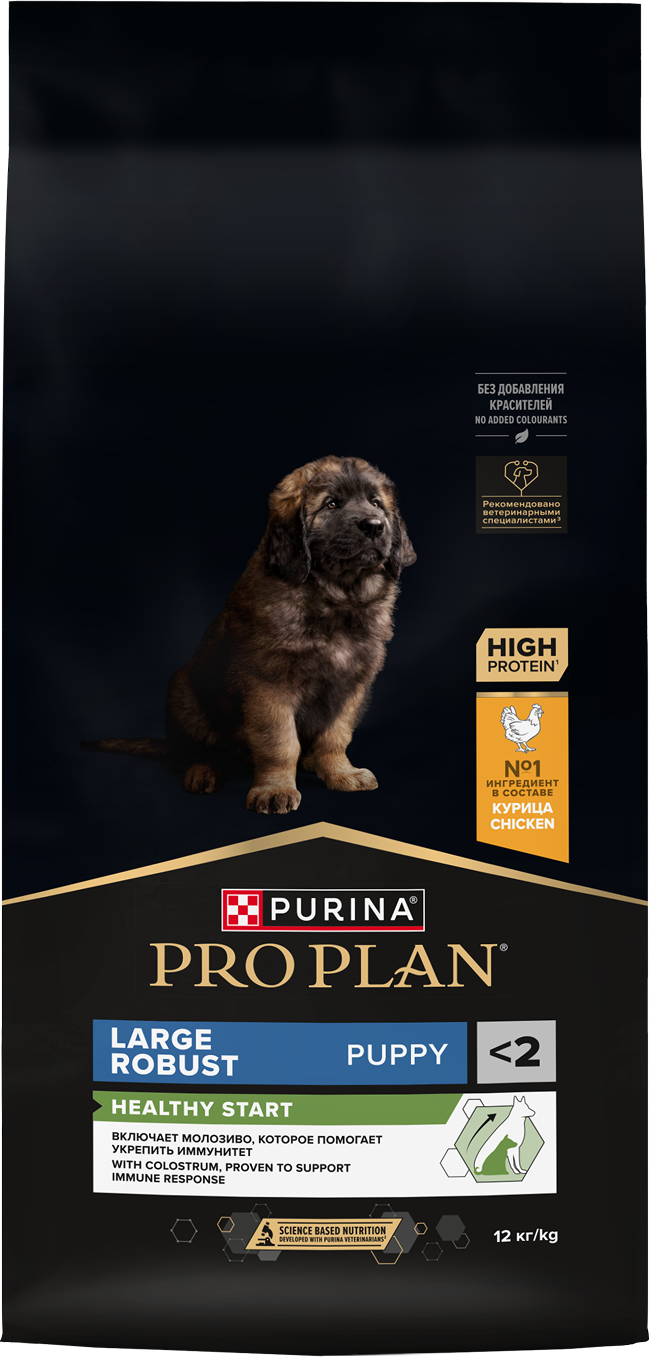 PRO PLAN® HEALTHY START для щенков крупных пород с мощным телосложением, с высоким содержанием курицы