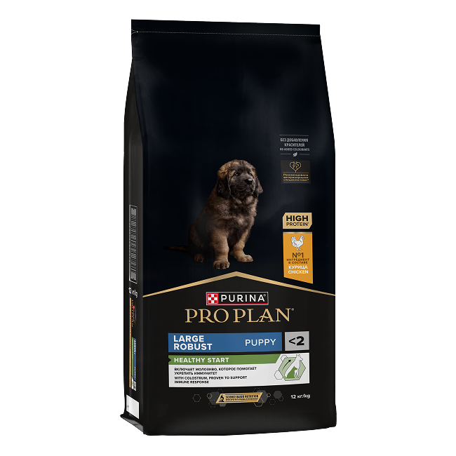 PRO PLAN® HEALTHY START для щенков крупных пород с мощным телосложением, с высоким содержанием курицы