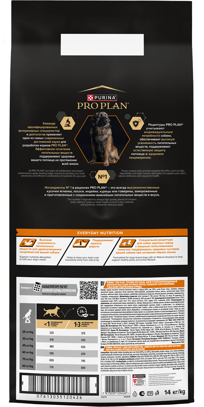 PRO PLAN® EVERYDAY NUTRITION для взрослых собак крупных пород с мощным телосложением, с высоким содержанием курицы