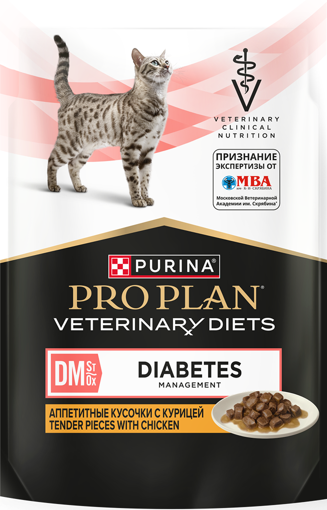 Влажный корм для кошек диетический PURINA® PRO PLAN® VETERINARY DIETS DM St/Ox Diabetes Management при диабете, с курицей - 2