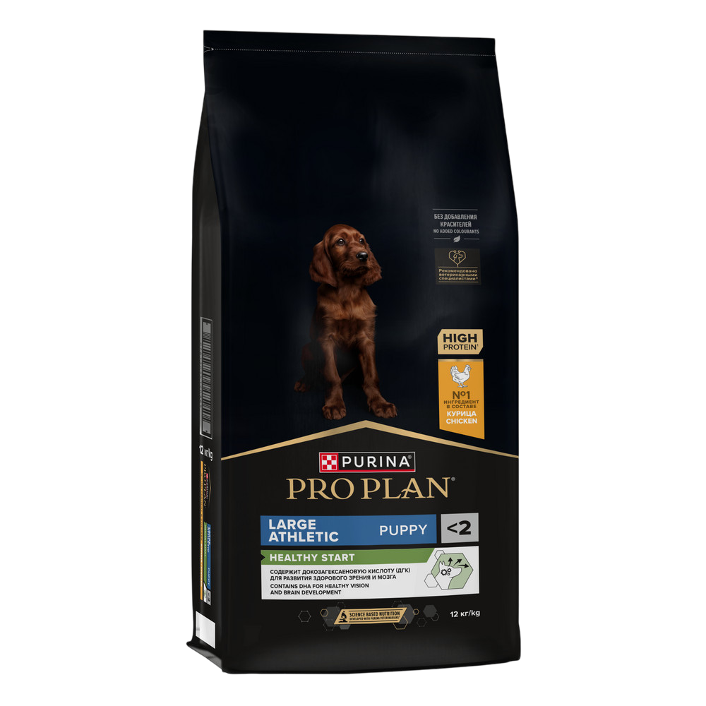 PRO PLAN® HEALTHY START для щенков крупных пород с атлетическим телосложением, с высоким содержанием курицы