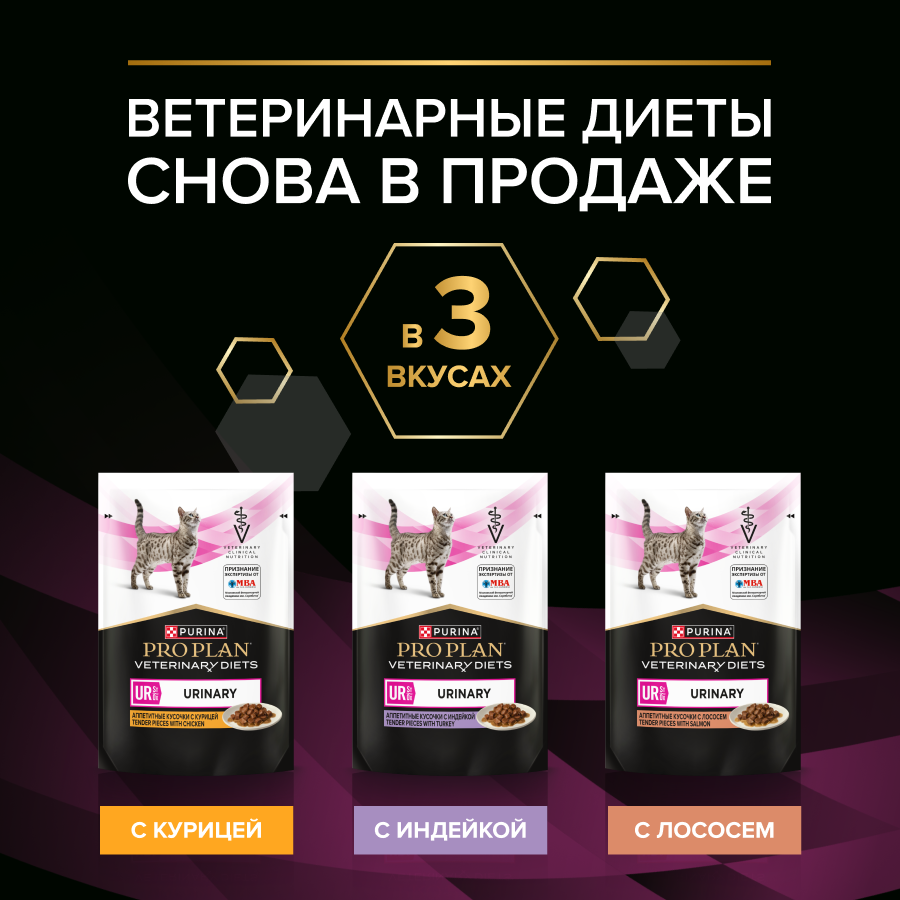Влажный корм для кошек диетический PURINA® PRO PLAN® VETERINARY DIETS UR ST/OX Urinary при болезнях нижних отделов мочевыводящих путей, с курицей
