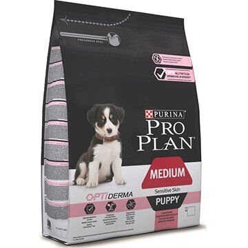 PRO PLAN® OPTIDERMA® для щенков средних пород с чувствительной кожей, с лососем