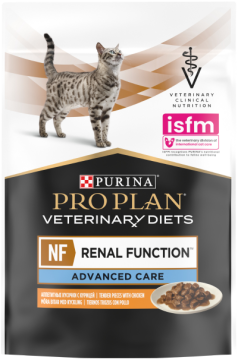 Влажный корм для кошек диетический PRO PLAN® VETERINARY DIETS NF Renal Function для поддержания функции почек при хронической почечной недостаточности, с курицей в соусе, 85 г
