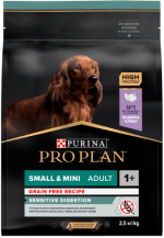 Сухой корм PRO PLAN® для взрослых собак мелких и карликовых пород с чувствительным пищеварением GRAIN FREE (беззерновой), с высоким содержанием индейки