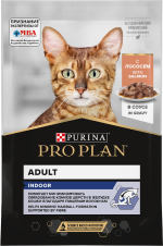 PRO PLAN® INDOOR для взрослых кошек, живущих дома, с лососем в соусе