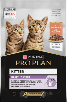 Влажный корм PRO PLAN® HEALTHY START® для котят, беременных и кормящих кошек, кусочки с лососем в соусе