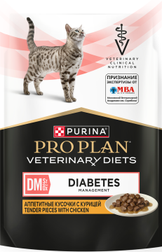 Влажный корм для кошек диетический PURINA® PRO PLAN® VETERINARY DIETS DM St/Ox Diabetes Management при диабете, с курицей