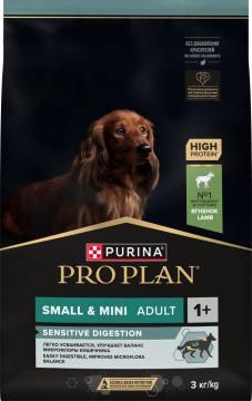 PRO PLAN® SENSITIVE DIGESTION для взрослых собак мелких и карликовых пород с чувствительным пищеварением, с высоким содержанием ягненка