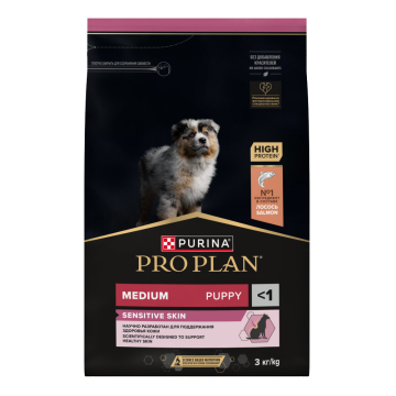 PRO PLAN® SENSITIVE SKIN для щенков средних пород с чувствительной кожей, с высоким содержанием лосося