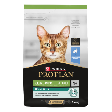 PRO PLAN® Sterilised RENAL PLUS для взрослых стерилизованных кошек для поддержания здоровья почек с кроликом