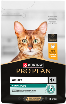 PRO PLAN® Adult RENAL PLUS для взрослых кошек, с высоким содержанием курицы