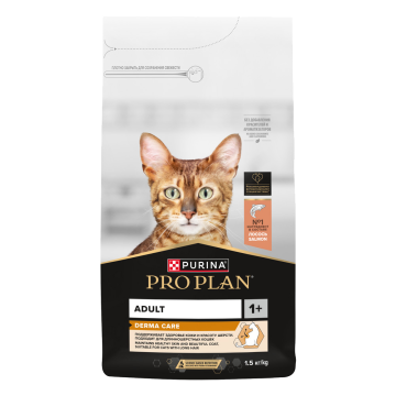 PRO PLAN® DERMA CARE для взрослых кошек для красоты шерсти и здоровья кожи, с высоким содержанием лосося