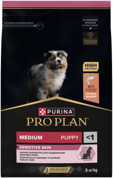 PRO PLAN® SENSITIVE SKIN для щенков средних пород с чувствительной кожей, с высоким содержанием лосося