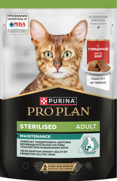 Влажный корм PRO PLAN® Sterilised MAINTENANCE для взрослых стерилизованных кошек, паштет с говядиной
