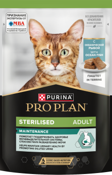 Влажный корм PRO PLAN® Sterilised MAINTENANCE для взрослых стерилизованных кошек, паштет с океанической рыбой