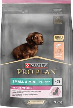 PRO PLAN® SENSITIVE SKIN для щенков мелких и карликовых пород с чувствительной кожей, с высоким содержанием лосося 