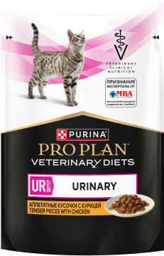Влажный корм для кошек диетический PURINA® PRO PLAN® VETERINARY DIETS UR ST/OX Urinary при болезнях нижних отделов мочевыводящих путей, с курицей