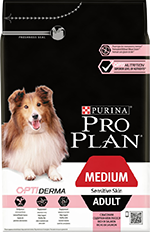 PRO PLAN® OPTIDERMA® для взрослых собак средних пород с чувствительной кожей, с лососем