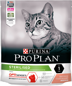 Сухой корм PRO PLAN® Sterilised OPTISENSES для стерилизованных кошек для поддержания органов чувств с лососем