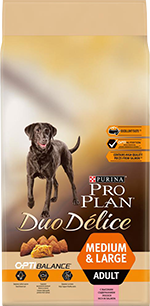 PRO PLAN® DUO DÉLICE для взрослых собак средних и крупных пород, с лососем