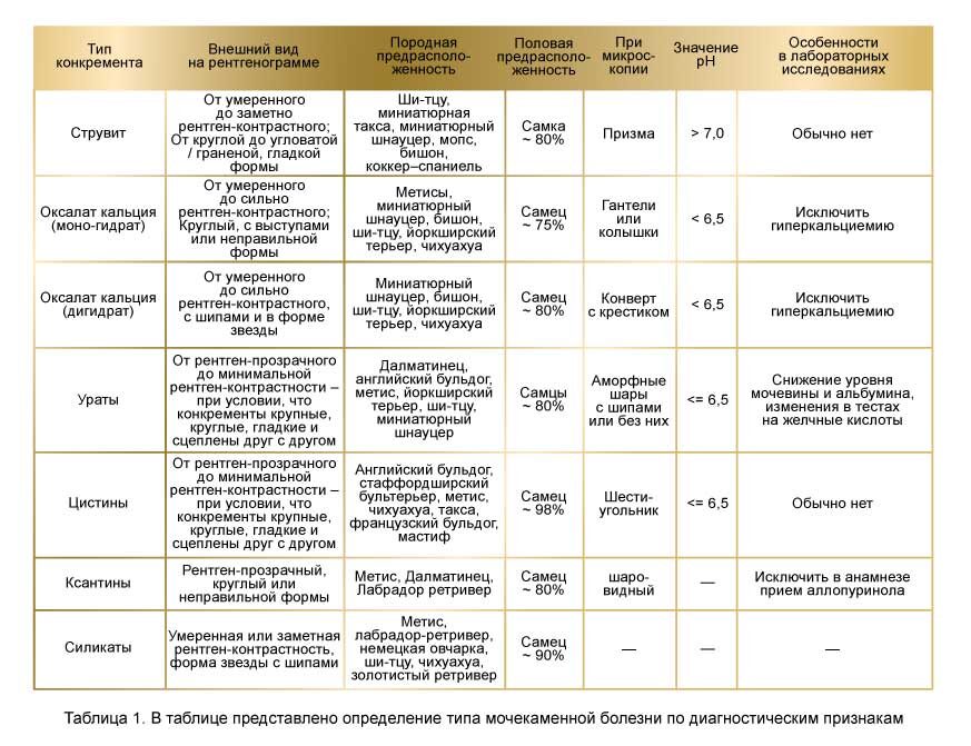Определение типа мочекаменной болезни