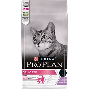 PRO PLAN® DELICATE для взрослых кошек с чувствительным пищеварением, с индейкой