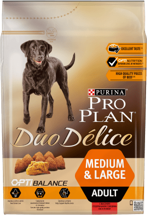 PRO PLAN® DUO DÉLICE для взрослых собак средних и крупных пород, с говядиной