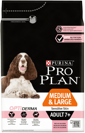PRO PLAN® OPTIDERMA® для собак старше 7 лет средних и крупных пород с лососем