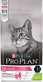 PRO PLAN® DELICATE для взрослых кошек с чувствительным пищеварением, с ягненком