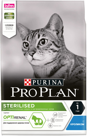 PRO PLAN® STERILISED для стерилизованных кошек и кастрированных котов, с кроликом