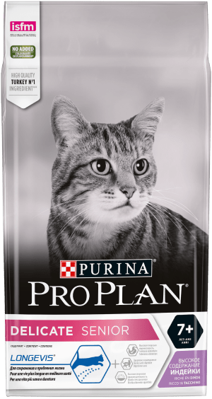 PRO PLAN® DELICATE 7+ для кошек старше 7 лет с чувствительным пищеварением, с индейкой