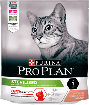 Сухой корм PRO PLAN® Sterilised OPTISENSES для стерилизованных кошек для поддержания органов чувств с лососем