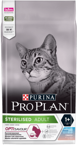 Pro Plan® Sterilised OPTISAVOUR для стерилизованных кошек, с высоким содержанием трески и форелью