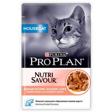 PRO PLAN® NUTRISAVOUR® Housecat для домашних кошек, с лососем в соусе