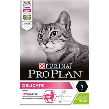 PRO PLAN® DELICATE для взрослых кошек с чувствительным пищеварением, с ягненком