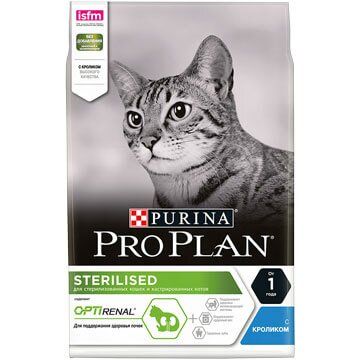 PRO PLAN® STERILISED для стерилизованных кошек и кастрированных котов, с кроликом