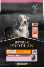 Сухой корм PRO PLAN® для собак старше 7 лет средних пород с чувствительной кожей, с высоким содержанием лосося